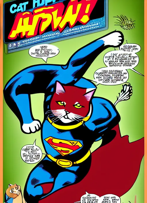 Prompt: cat super hero comic 4k high details