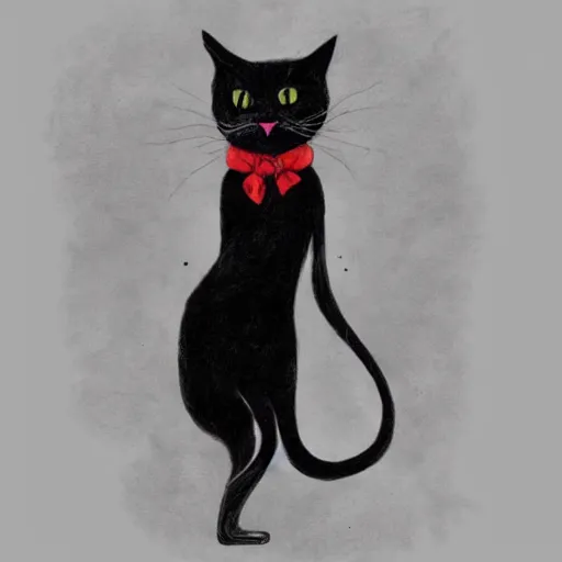 Prompt: a black cat in the style of esao andrews