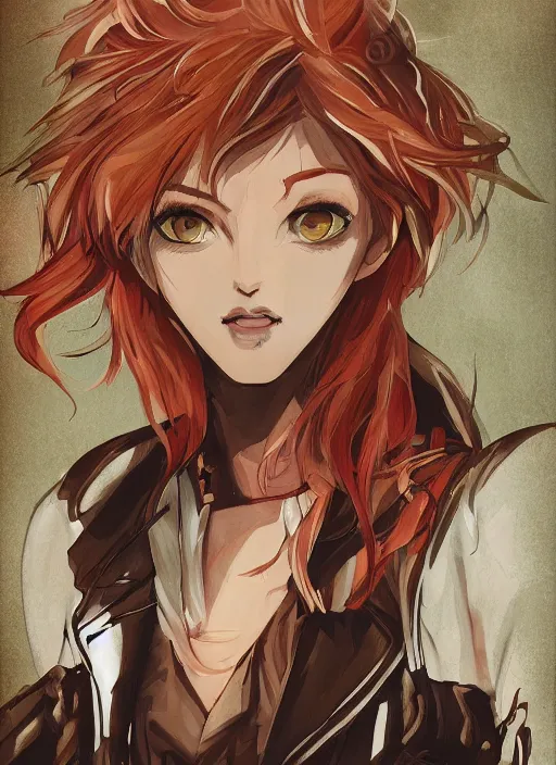 Image similar to full size persona, female sheriff, detail, ultra sharpness, beautiful female, detailed face, art by huyy nguyen, style by cain kuga, cowboy bebop art style, 3 2 beautiful color palettes with their corresponding gradient, stroke line