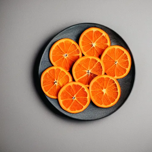 Image similar to a plate of sliced oranges, orange slices, 4 k photography