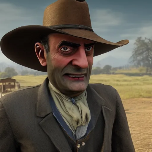 Image similar to Film still of Mister Bean, from Red Dead Redemption 2 (2018 video game)