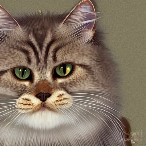 Image similar to Detailed Siberian cat by candles, digital art