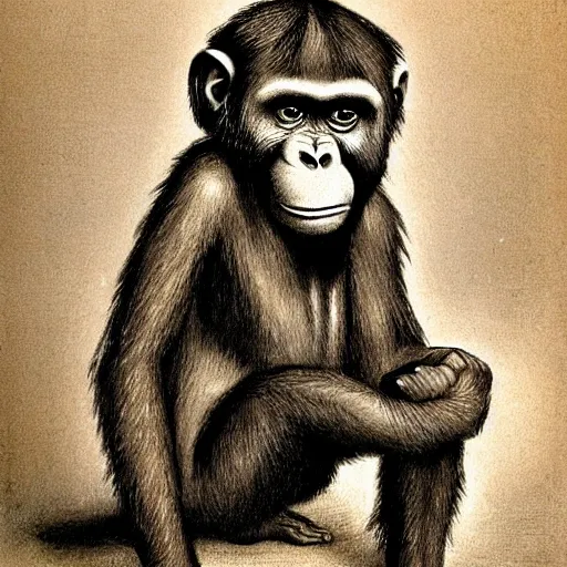 Image similar to Darwin drawn like an ape