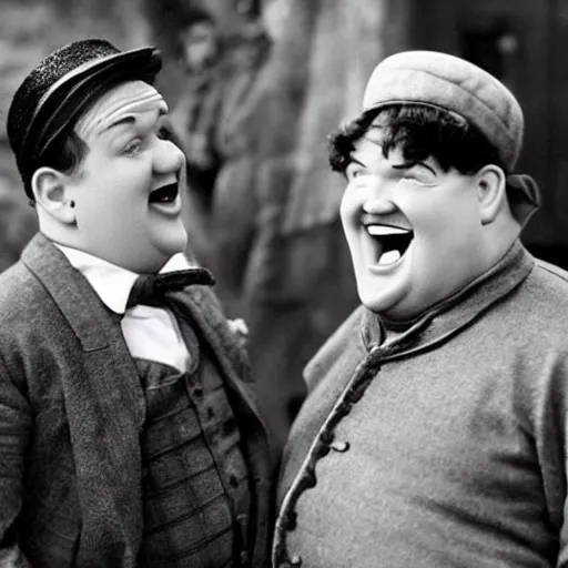 Image similar to oliver hardy and stan laurel in game of thrones