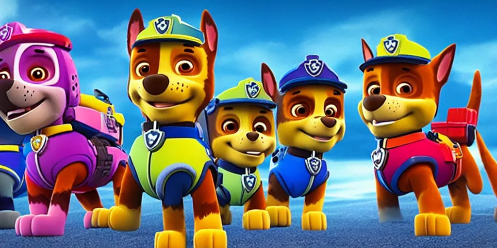 Image similar to a still from Paw Patrol: Apocalypse