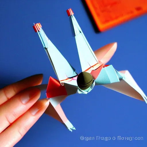 Prompt: x - wing in origami!!, ( colorful ) macro photo 5 d mk 2, bokeh