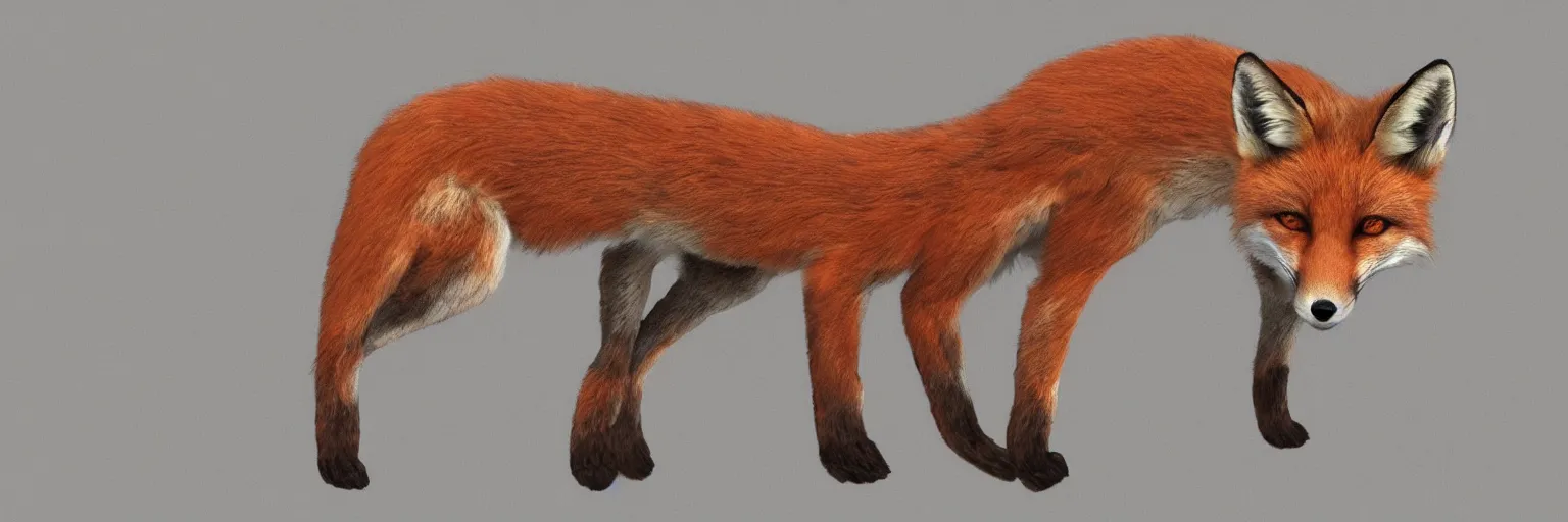 Image similar to a photorealistic humanoid fox, antrophomorphic