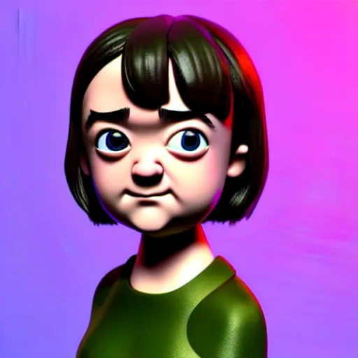 Prompt: maisie williams like a toy made by pixar, conceptual 3 d render