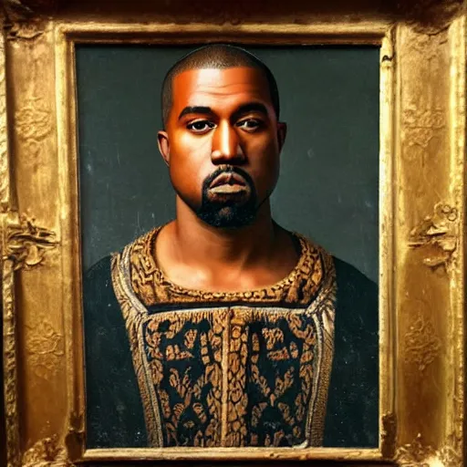 Image similar to A Renaissance portrait painting of Kanye West