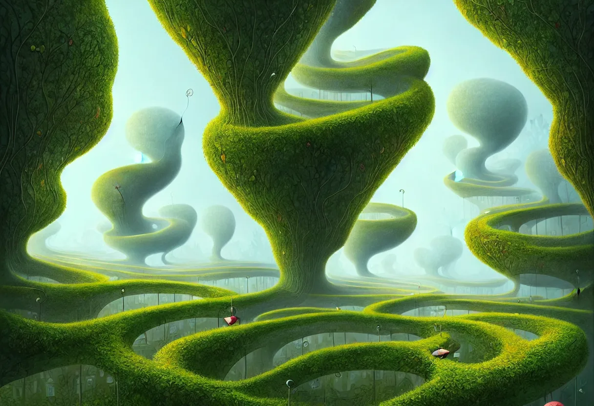 Prompt: gediminas pranckevicius beautiful city of the future, overgrown with trees and plants. sinuous volumetric happy the patch, nice colour scheme, warm colour. beautiful artistic digital artwork by artist lurid. ( 2 0 2 2 ),