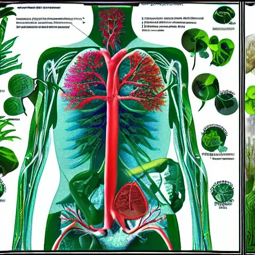 Image similar to green lungs breathing fresh air in anatomical style