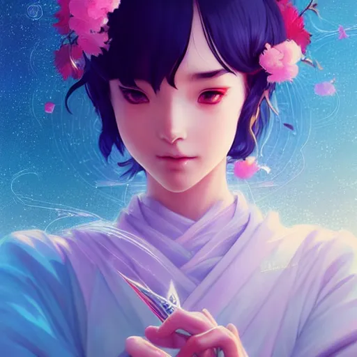 Image similar to beautiful yuna the summoner has a headache. optical illusion art by ilya kuvshinov lois van baarle ross tran range murata artgerm katsuhiro otomo norman rockwell. highly detailed intricately sharp focus mystically trending deviantart, pinterest, vogue italia, unreal engine 5, 4 k uhd image