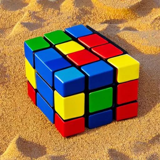 Prompt: rubik's cube made of sand