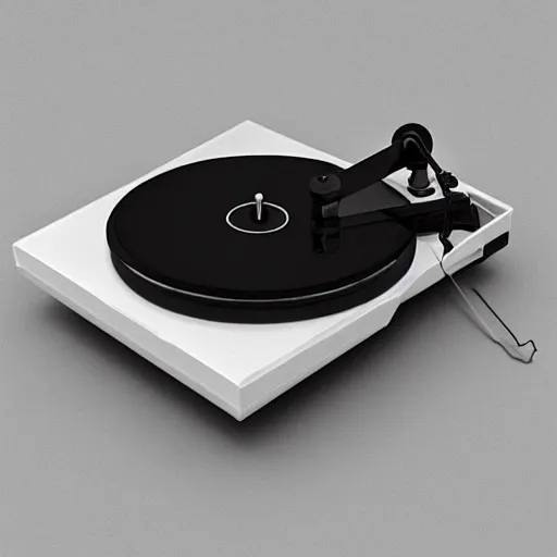 Prompt: a turntable with a needle on top of it, a low poly render by tim biskup, featured on polycount, computer art, sketchfab, rendered in maya, voxel art