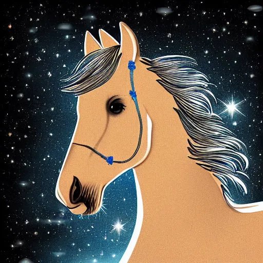 Prompt: horse in space digital art