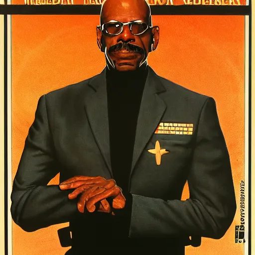 Image similar to avery brooks as commander sisko in the style of norman rockwell