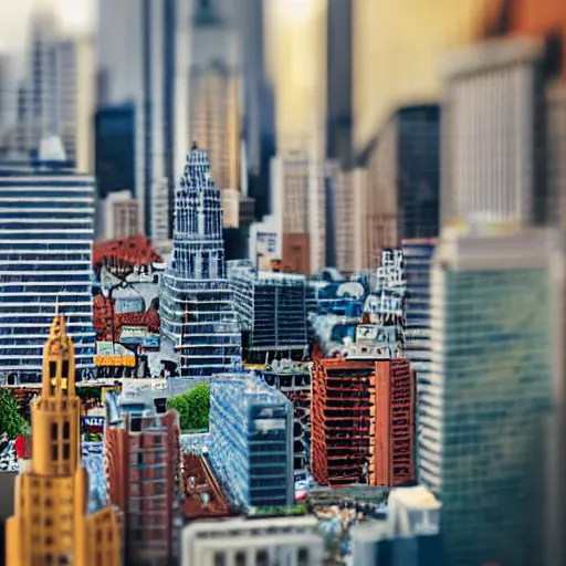 Prompt: Cityscape, Tilt-shift, wide shot, legos