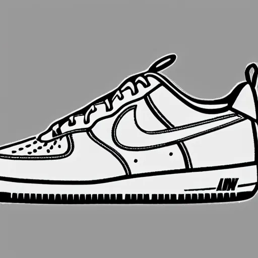 Image similar to technical line illustration of a nike airforce one