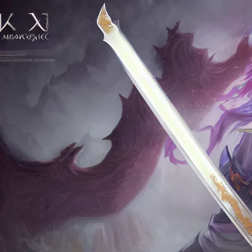 Image similar to magical sword, artefact, no people, xianxia, trending on artstation