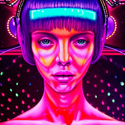 Image similar to portrait of an attractive woman dancing, ibiza techno club, night, neon lighting, by martine johanna and simon stalenhag and chie yoshii and casey weldon and wlop : : ornate, dynamic, particulate, rich colors, intricate, elegant, highly detailed, vogue, harper's bazaar art, fashion magazine, smooth, sharp focus, 8 k