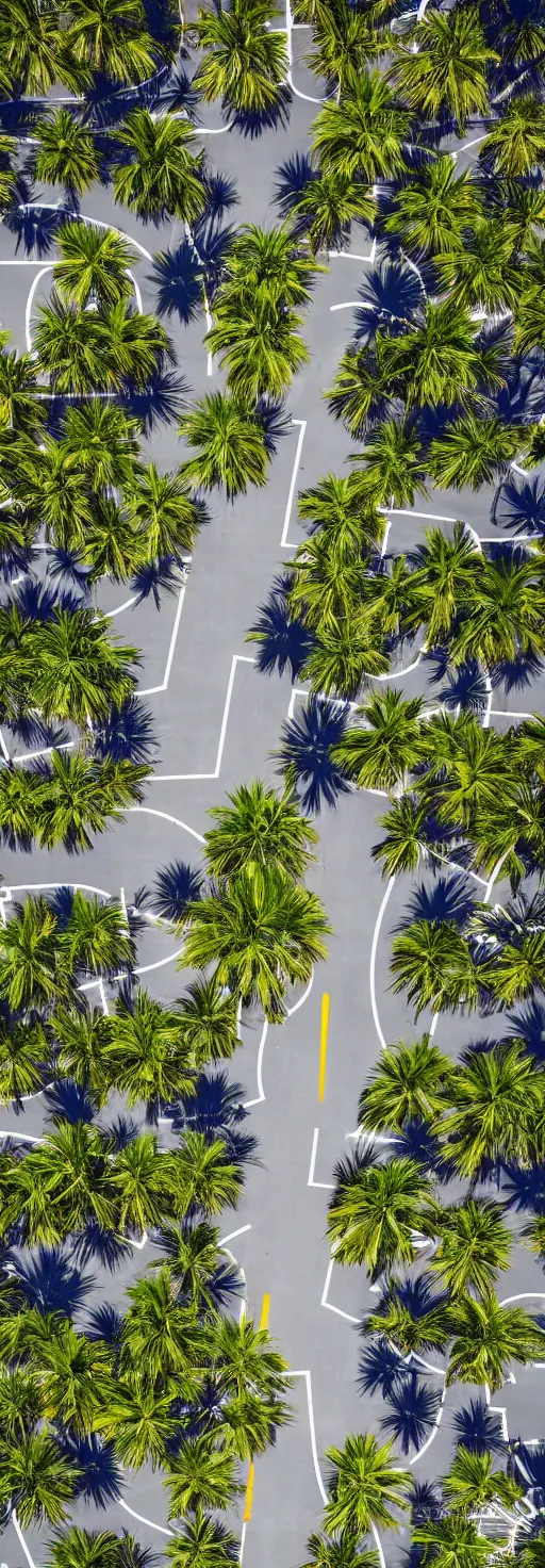 Prompt: satellite photo of walkway, palm trees, bicycles straight lines, accessible for the disabled, by professional photographer, 8 k resolution, photo, high quality