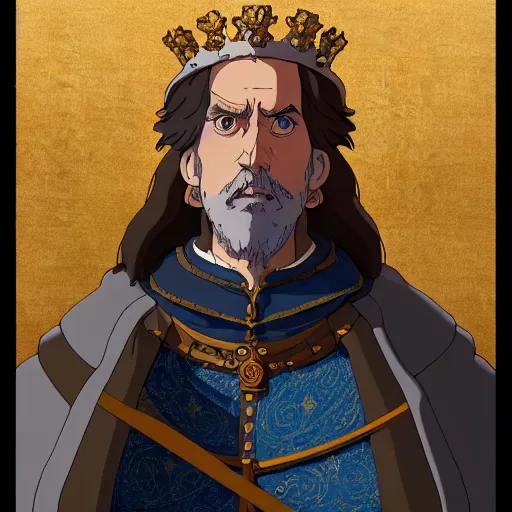 Prompt: portrait of a medieval old king, peter the great, artstation, cartoon, elegant, highly detailed, digital painting, masterpiece art by ghibli!, makoto shinkai!, bluth!, fujita goro!, giraud!, ghailan!, akihiko yoshida!, fadeev! 8 k