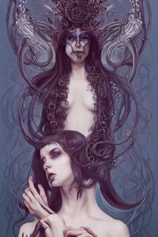 Prompt: haunted - punk, lovecraftian, art nouveau, trending on artstation, digital art by brom, natalie shau, artgerm