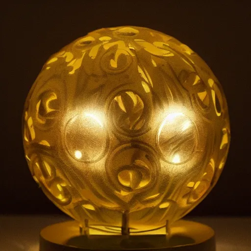 Image similar to a golden sphere handpainted, hyper detailed, lighting from the side