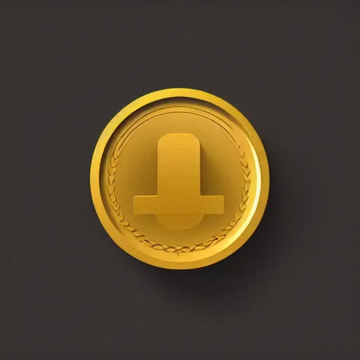 Prompt: 2 dimensional, vector, low poly, gold coin icon, black background, cgsociety, artstation, octane render