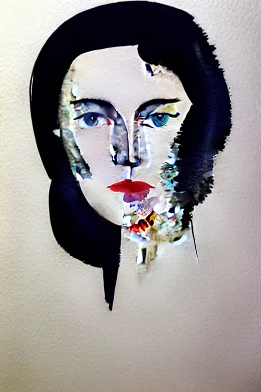 Image similar to beautiful face woman, grey, colorless and silent, watercolor portrait by David downton