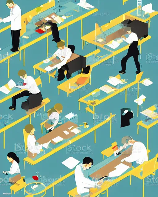 Image similar to science lab. clean cel shaded vector art. minimalist illustration art by tatsuro kiuchi