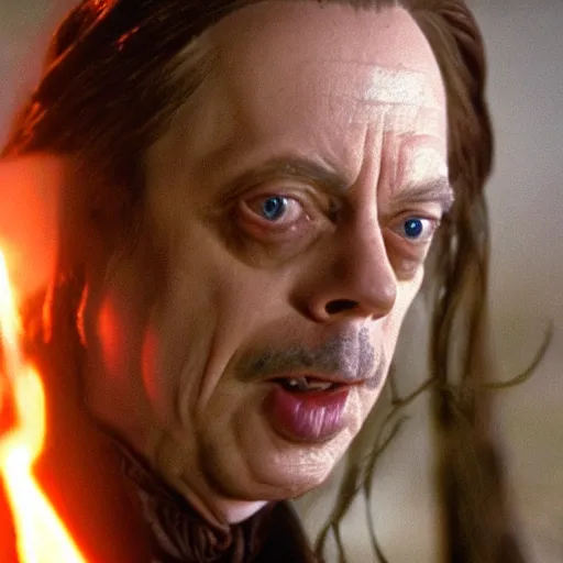 Image similar to Real Stills of Steve Buscemi playing a lord of rings elf in the new upcomming TV show promo ARRIFLEX 435 Camera face closeup