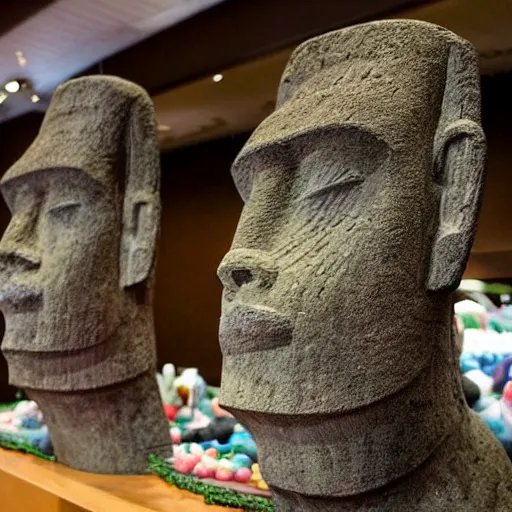 Image similar to people praying to an easter island statue, highly detailed, intricate