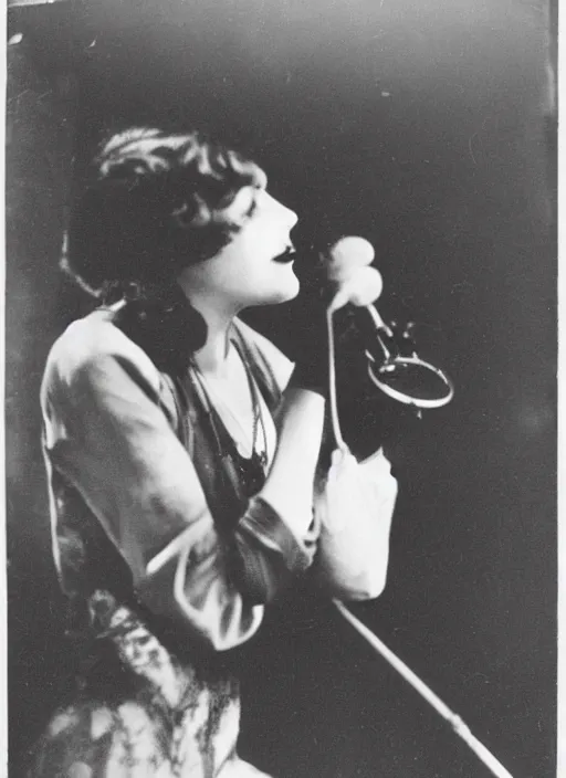 Prompt: a photograph of a singer at a berlin jazz club, 1 9 2 0 s