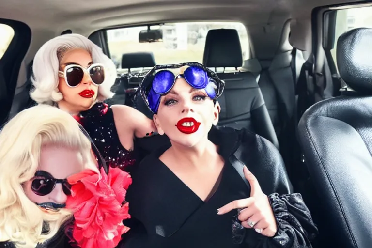 Image similar to lady gaga and judy garland carpool karaoke