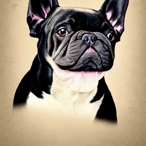 Prompt: proud black french bulldog, renaissance, wearing victorian lacey clothing, highly detailed, digital painting, artstation, sharp focus, illustration - - ar 6 : 1 8