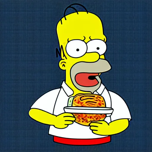 Image similar to homer simpson eating sushi, cartoon style.