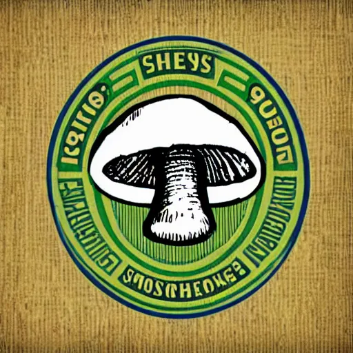 Image similar to spencers shroomery logo. mushroom theme, cottagecore style, by aaron draplin