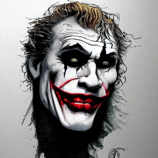 Image similar to the joker drawn by ben templesmith