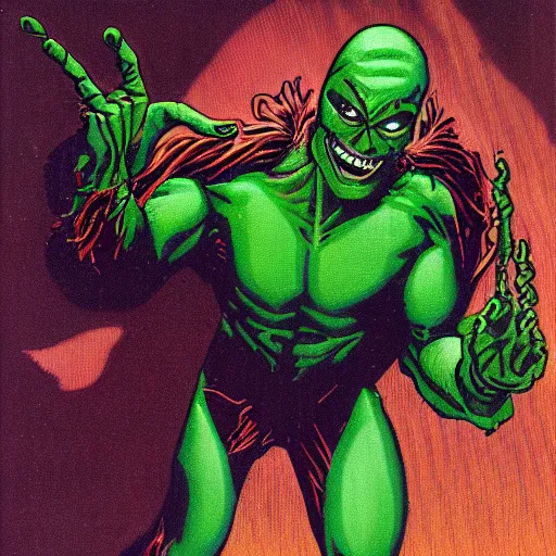 Image similar to green goblin, early computer graphics