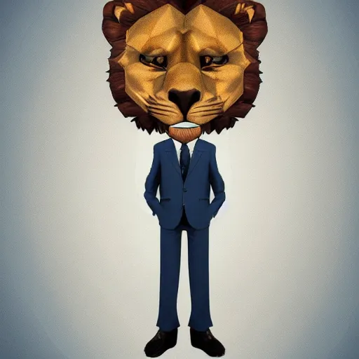 Image similar to a handsome anthropomorphic lion with short hair in an expensive suit, high quality digital art