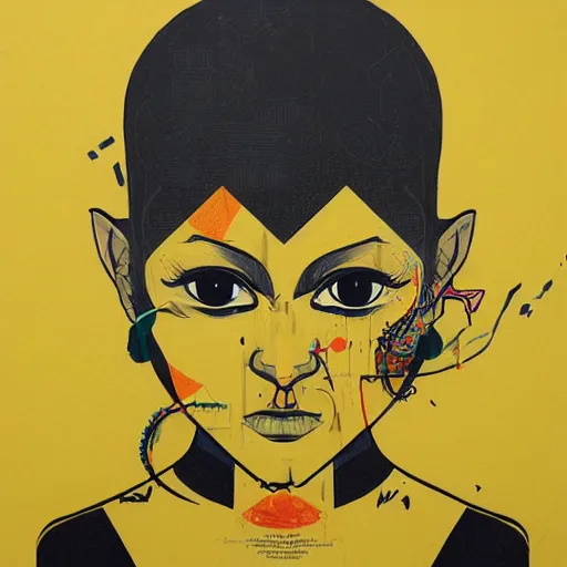 Image similar to Dhalism Profile Picture by Sachin Teng, asymmetrical, Organic Painting , Yellow and Black, Matte Painting, geometric shapes, hard edges, graffiti, street art,:2 by Sachin Teng:4