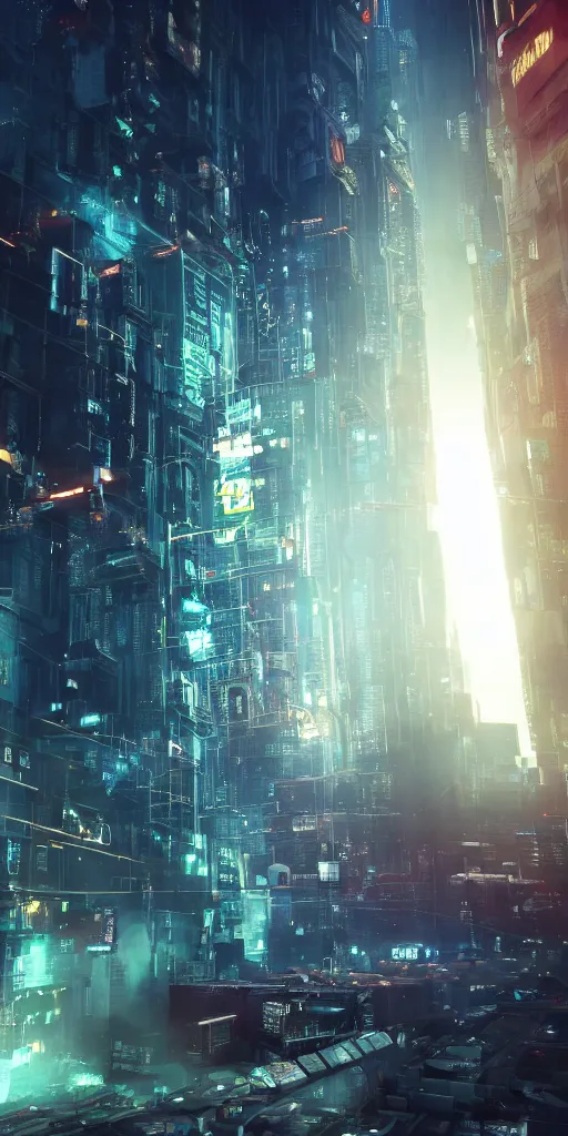 Image similar to a sentient cube destroying a dystopian city, cyberpunk, sharp focus, dynamic lights, still, photograph, hyper realistic, masterpiece, octane render, rendered, 3 d, cinematic, cinematic lighting, dramatic lighting, highly detailed, intricate details, texture, cinematic composition, wide shot, by donglu yu and kevin jick and eddie del rio