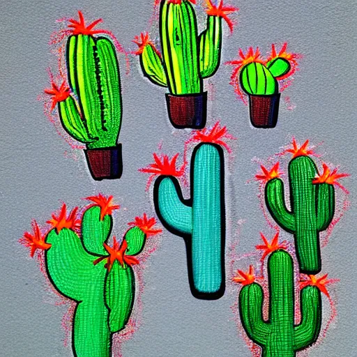 Image similar to a cactus defecating, artwork,