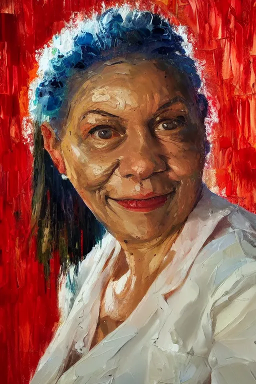 Prompt: palette knife oil painting portrait of geraldine granger, a kind hearted mental health professional who works as a social worker, extreme detail, artstation trending, artgerm, random racial background, deviant art, octane, substance, art history 8 k