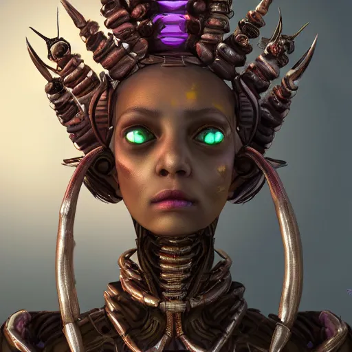 Prompt: A portrait of a bugger hive queen from Ender\'s Game, detailed, 4k