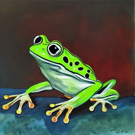 Prompt: The best painting of a frog of all time, by Geiger