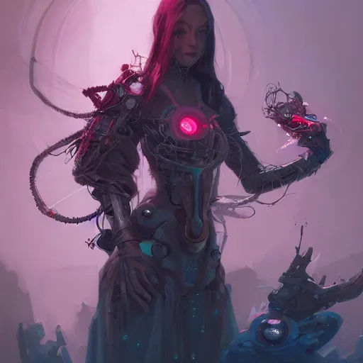 Image similar to portrait of a beautiful cybernetic witch, cyberpunk concept art by pete mohrbacher and seb mckinnon and beksinski and josan gonzales, digital art, highly detailed, intricate, sci-fi, sharp focus, Trending on Artstation HQ, deviantart, unreal engine 5, 4K UHD image