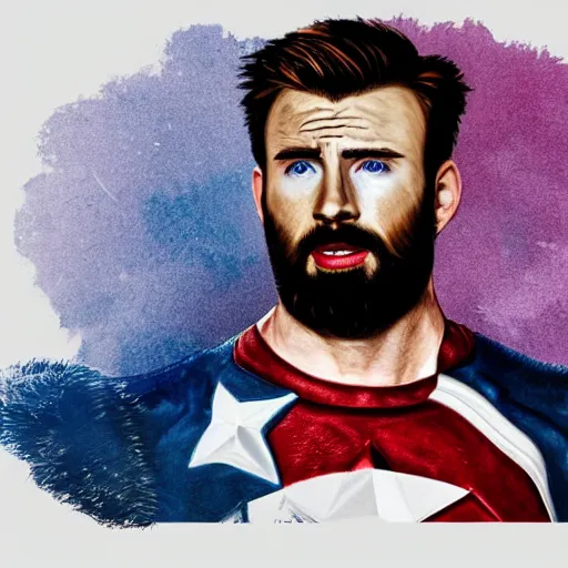 Image similar to portrait of chris evans, highly detailed, centered, solid color background, digital painting