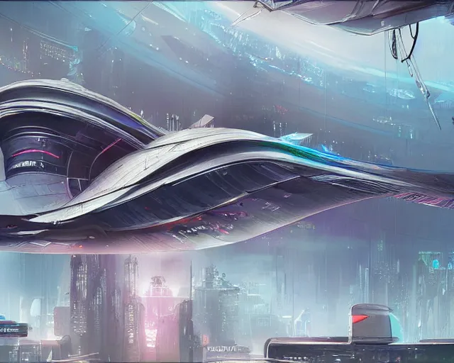 Image similar to cyberpunk zeppelin, scifi concept art